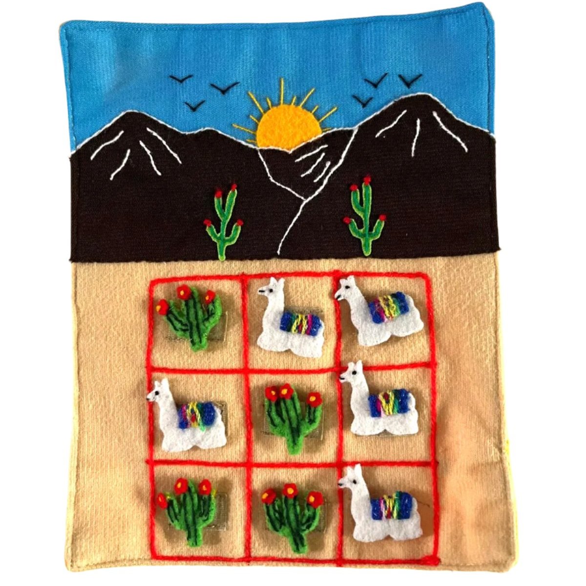 llama tic tac toe - embroidery board