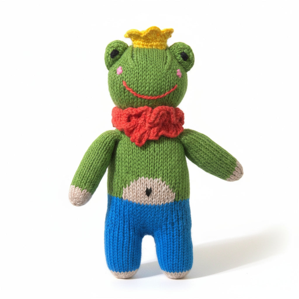 Asiri handmade doll by Utku Kids, a smiling frog designed in San Francisco and handcrafted in Peru by artisans — inspired by the story “Asiri and the Treasure of Lake Titicaca