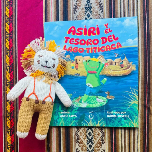 Wari™ Handcrafted Lion Doll + Children's Picture Book Gift Set | English or Spanish